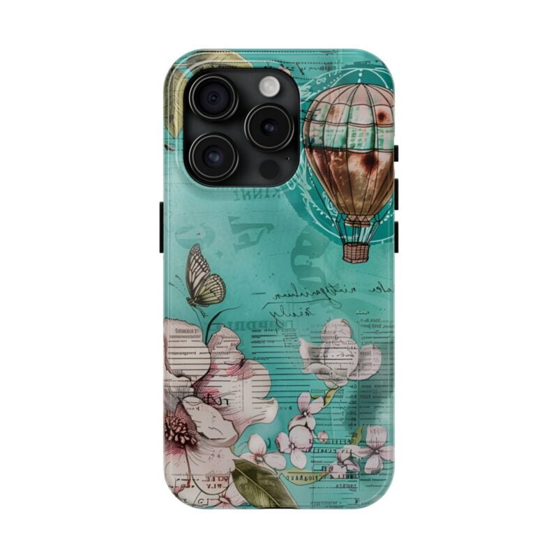 Hot Air Balloon Turquoise Junk Journal Phone Case