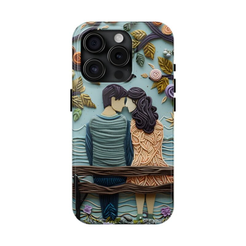 Couple In Park Embroidered Phone Case 5
