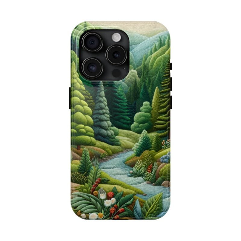 Lush Green Forest Embroidered Phone Case