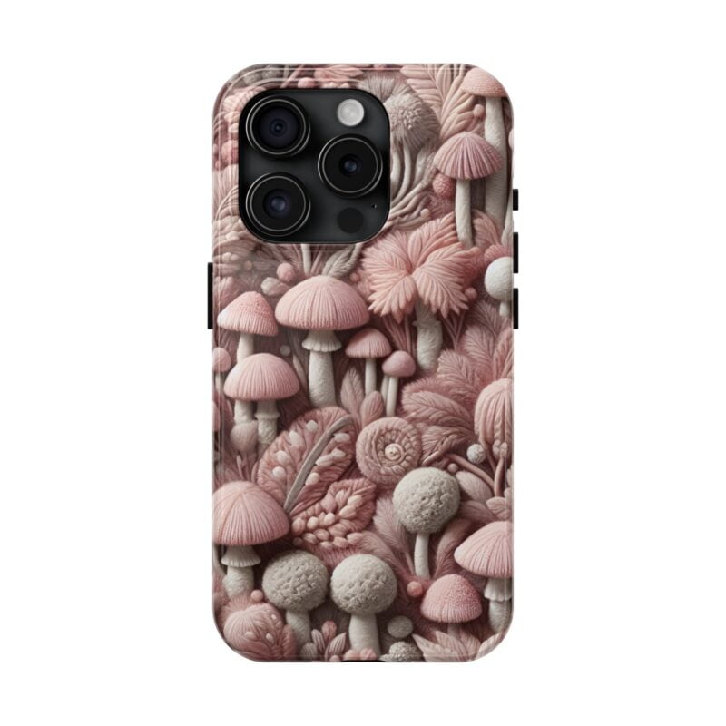 Pastel Pink Mushroom Embroidered Phone Case