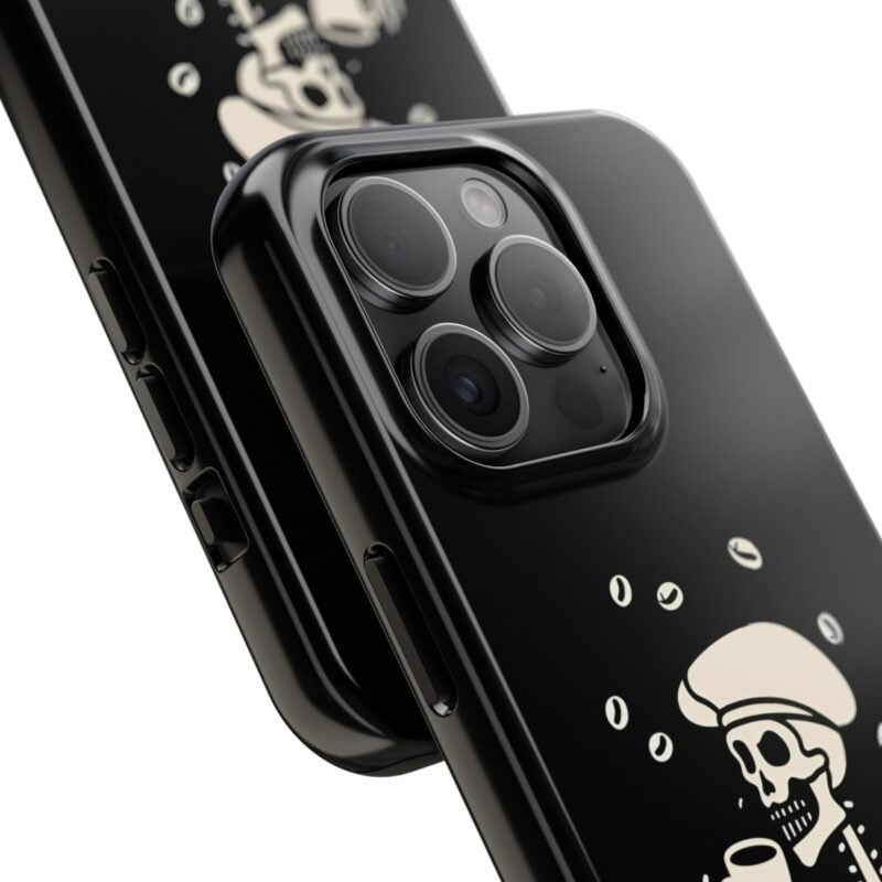 Funny Skeleton Having Coffee Phone Case 1