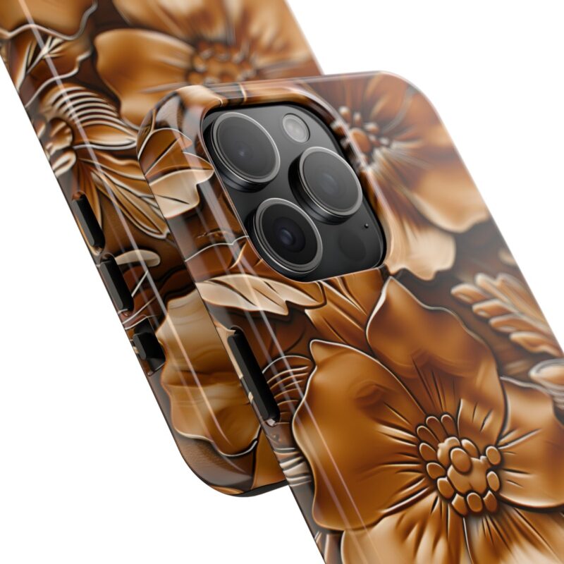 Embossed Floral Leather Phone Case 1