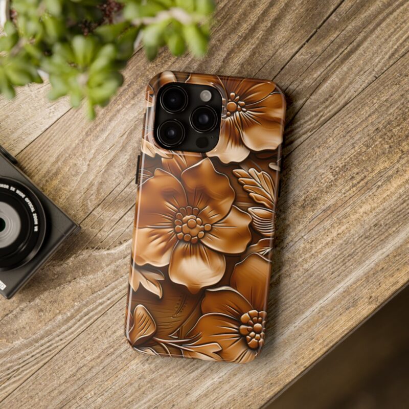 Embossed Floral Leather Phone Case 3
