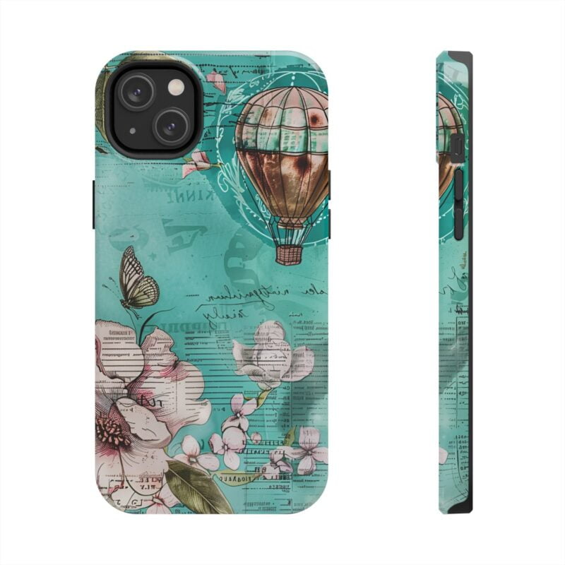 Hot Air Balloon Turquoise Junk Journal Phone Case 2