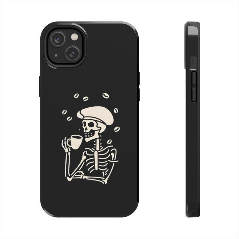 Funny Skeleton Having Coffee Phone Case 2