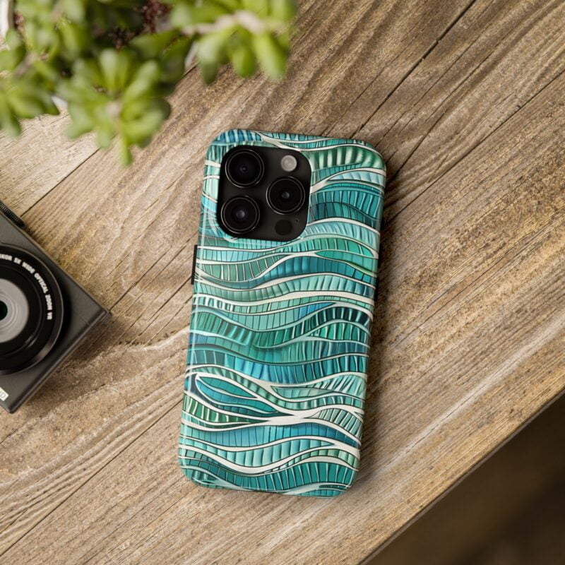 Blue Teal Wave Pattern Phone Case 3