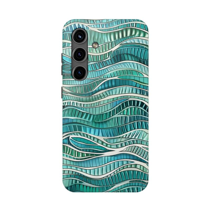 Blue Teal Wave Pattern Phone Case 4