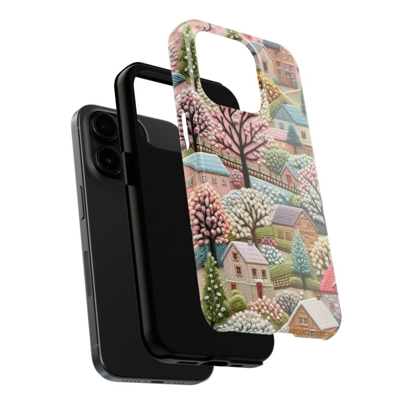 Cottagecore Spring Village Embroidered Phone Case 2