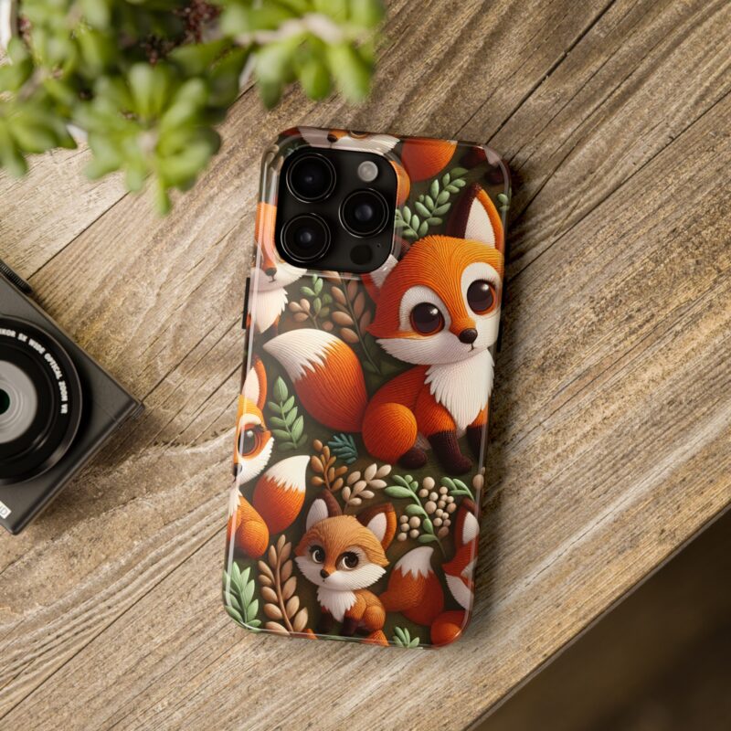 Cute Fox Embroidered Phone Case 3