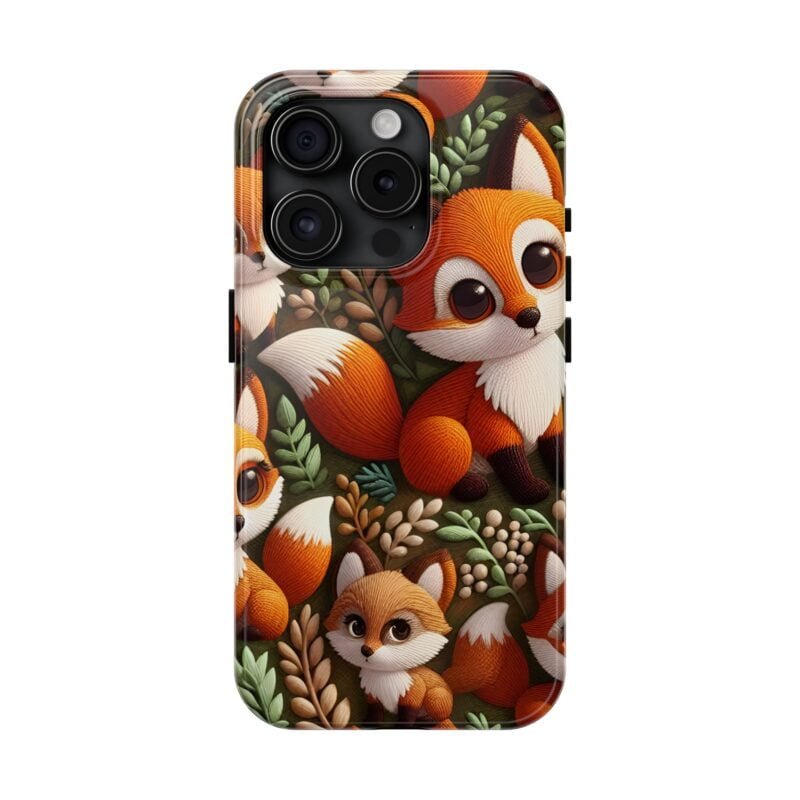 Cute Fox Embroidered Phone Case 5