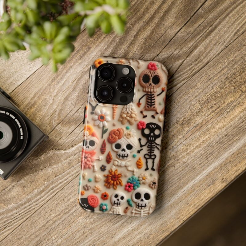 Cute Skeletons Embroidered Phone Case 3