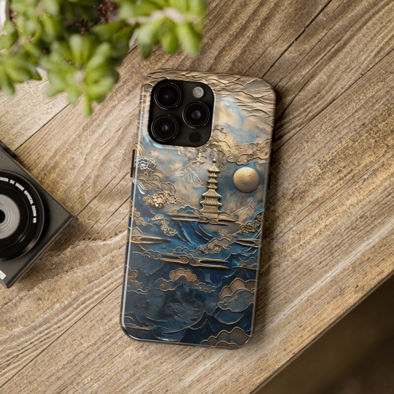 Embossed Blue Landscape Phone Case 3