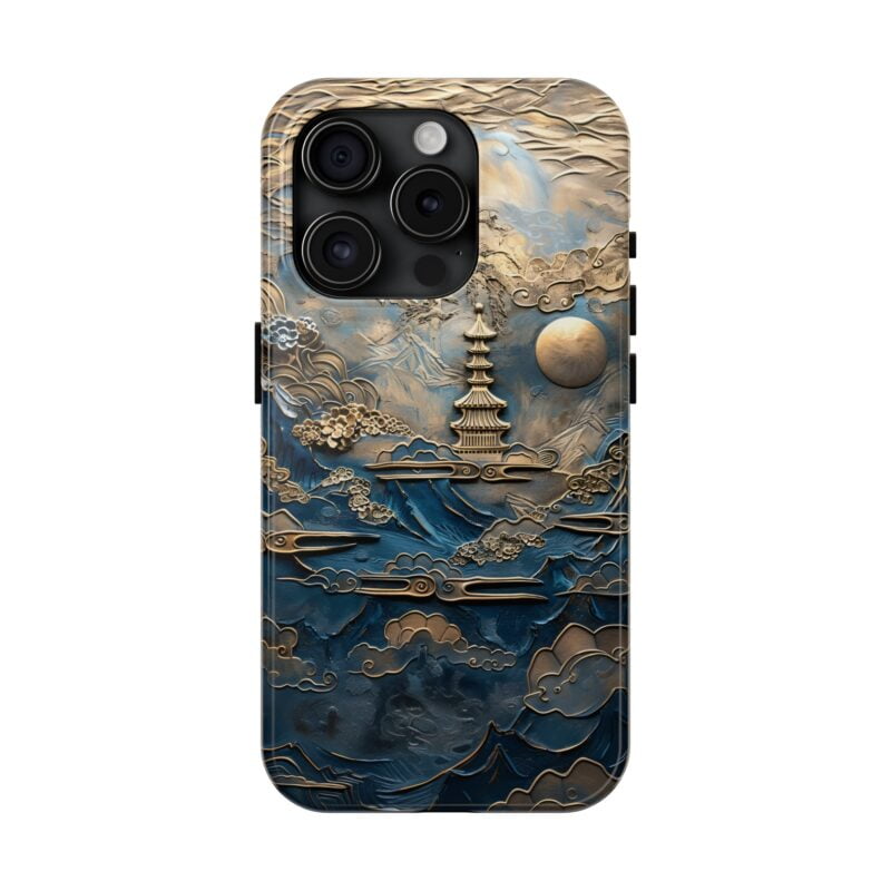 Embossed Blue Landscape Phone Case 5