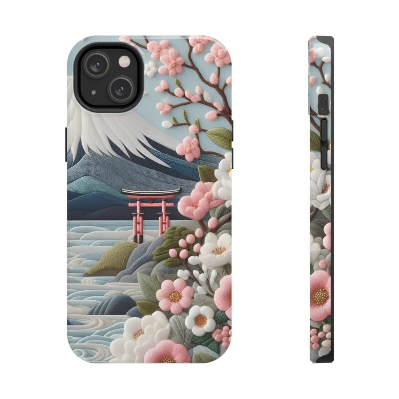 Japanese Cherry Blossom Landscape Embroidered Phone Case 2