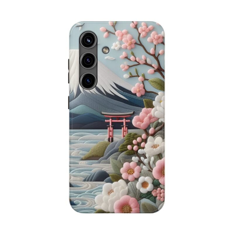 Japanese Cherry Blossom Landscape Embroidered Phone Case 4