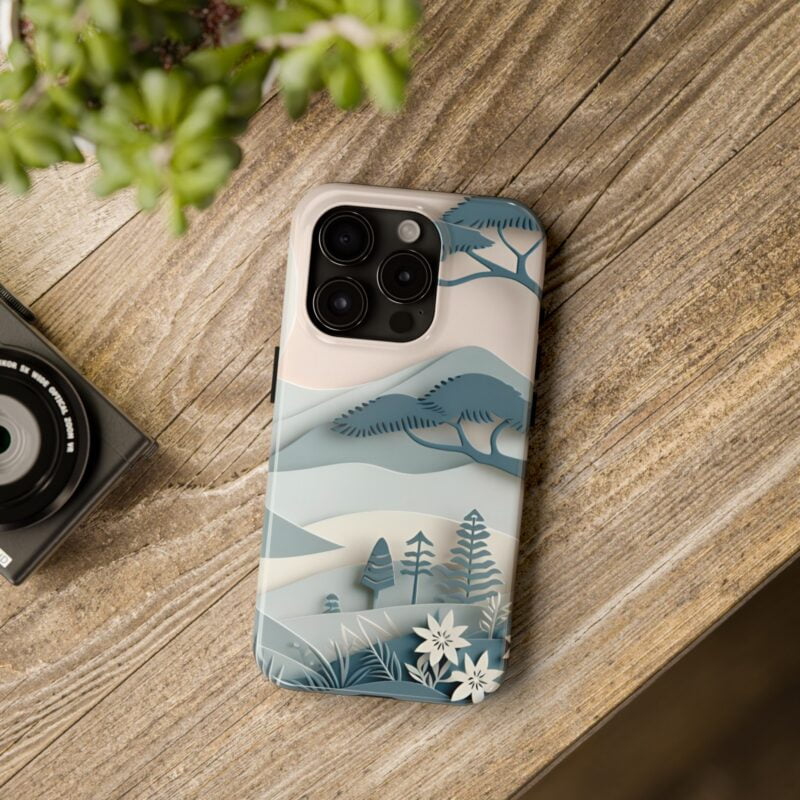 Paper Cut Mountain Landscape Phone Case 3