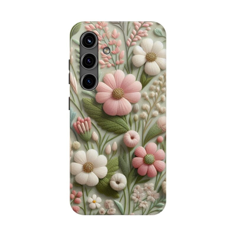 Pastel Blue Flowers Embroidered Phone Case 4