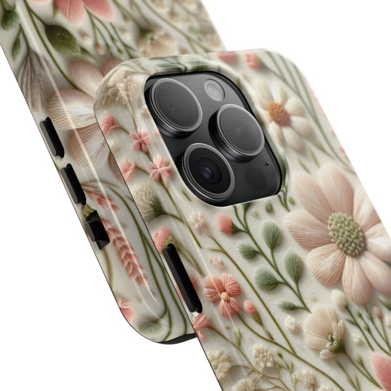 Pastel Green Flowers Embroidered Phone Case 1