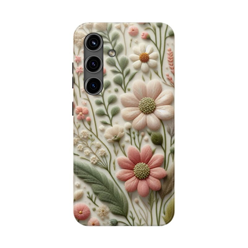 Pastel Green Flowers Embroidered Phone Case 4