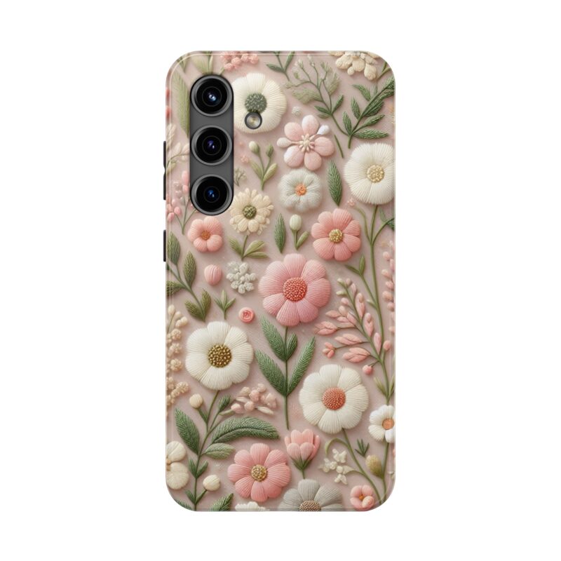 Pastel Pink Flowers Embroidered Phone Case 4