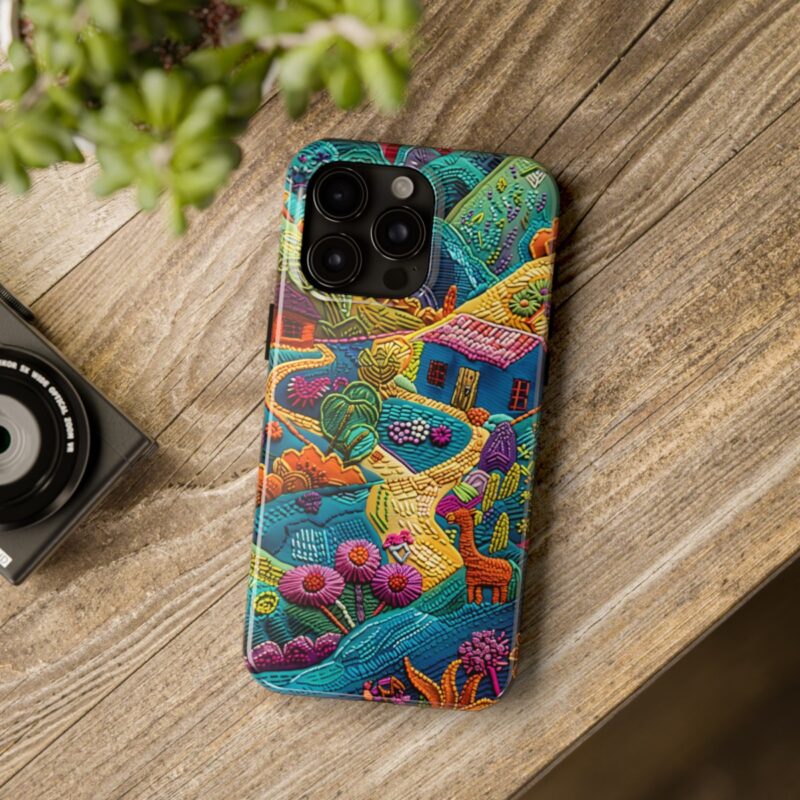 Surreal Village Embroidered Phone Case 3