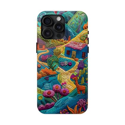Surreal Village Embroidered Phone Case