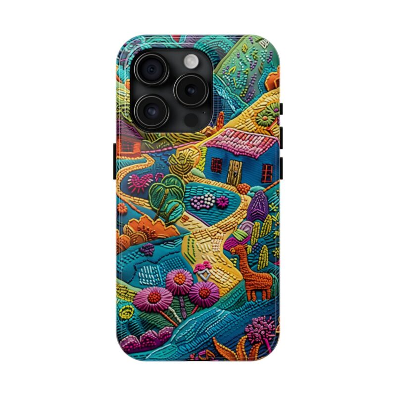 Surreal Village Embroidered Phone Case 5