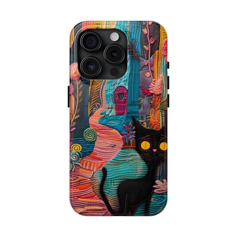 Textured Folklore Cat iPhone 15 Pro Case