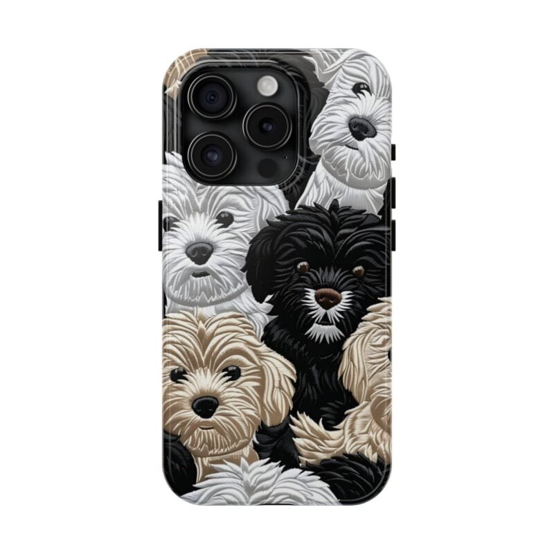 Adorable Dogs Embroidered iPhone 15 Pro Case