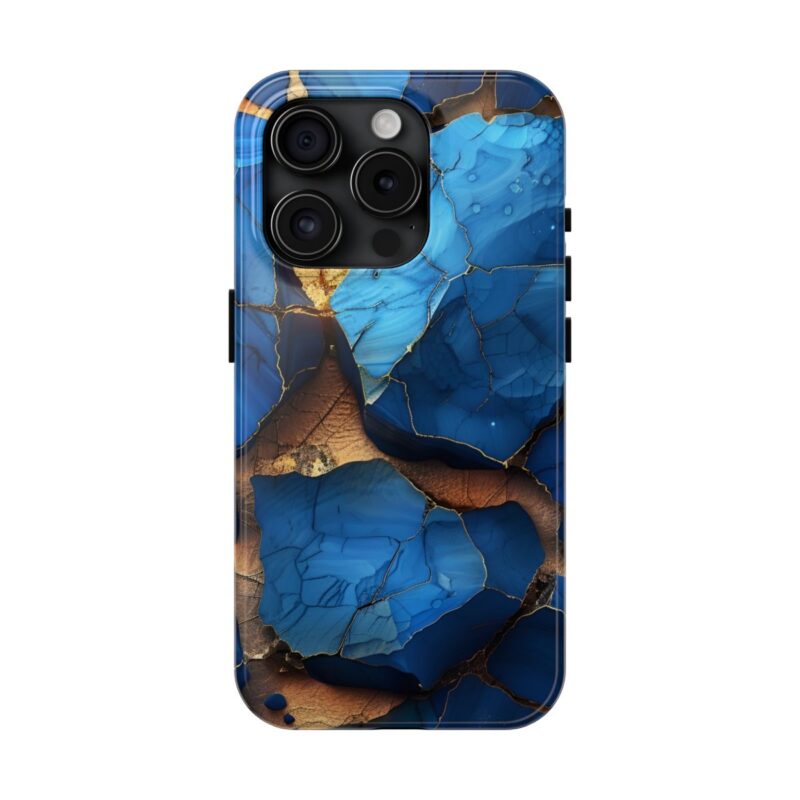 Abstract Blue and Gold Ink Painting Phone Case 6