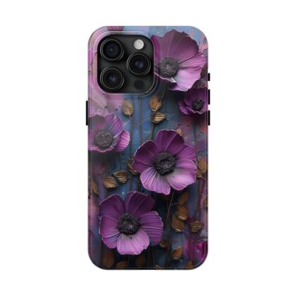 Purple Cosmo Flowers Textured Phone Case