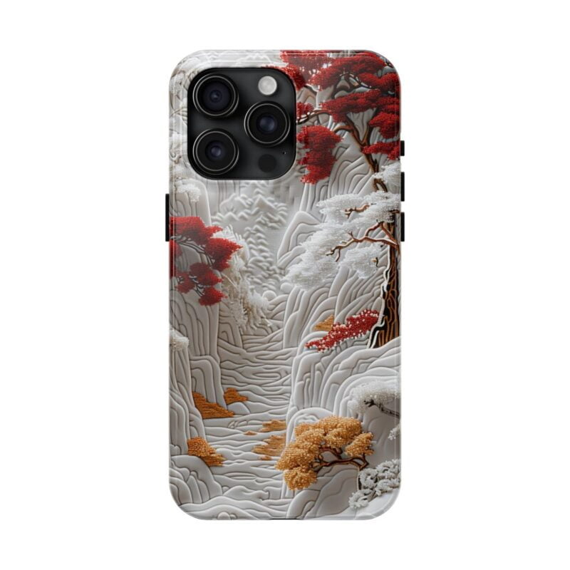 Snowy Red and Gold Forest Phone Case
