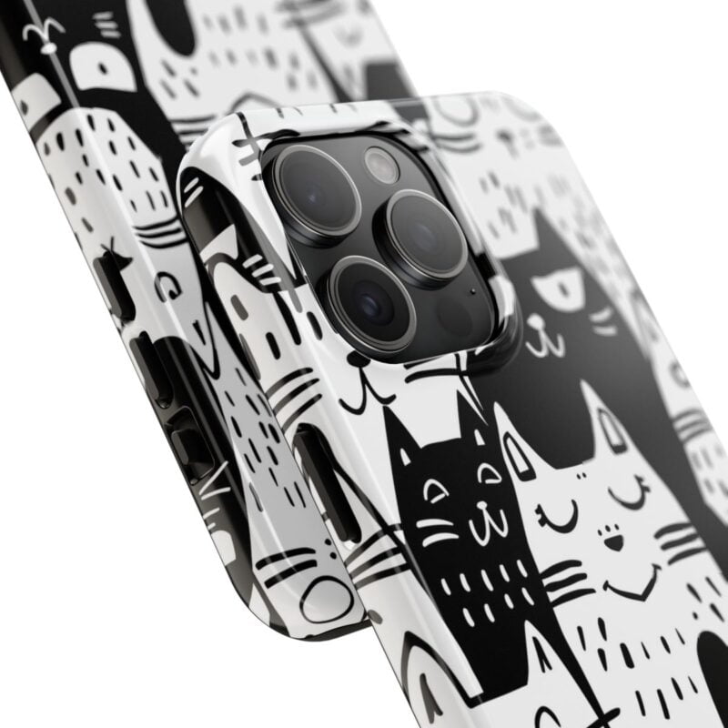 Playful Cat Doodle Pattern Phone Case 1