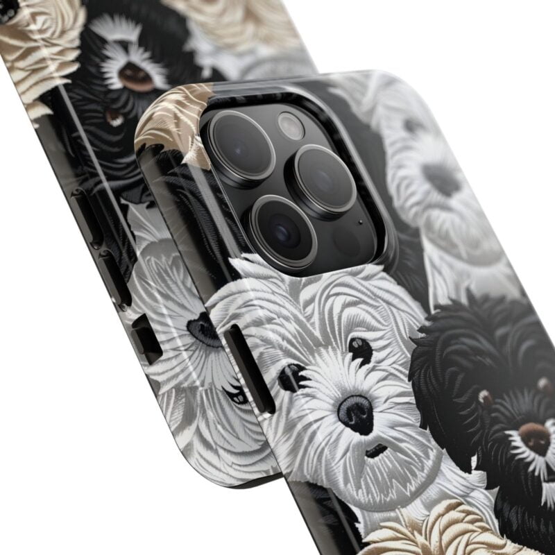 Adorable Dogs Embroidered iPhone 15 Pro Max Case