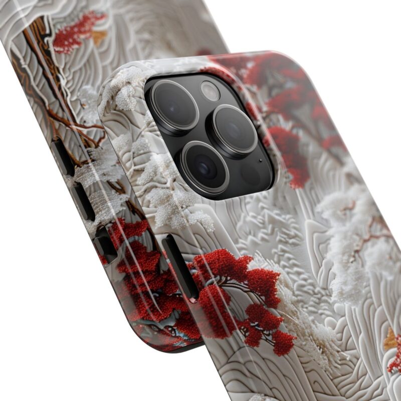 Snowy Red and Gold Forest iPhone 15 Pro Max Case