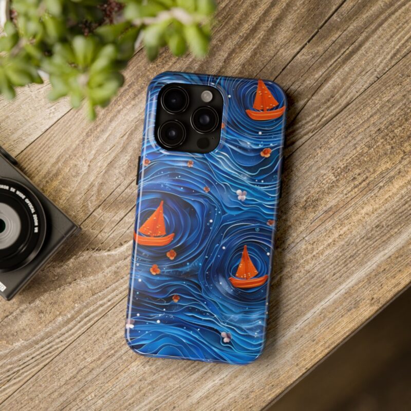 Whimsical Sea Ripples Layered Paper Phone Case 3