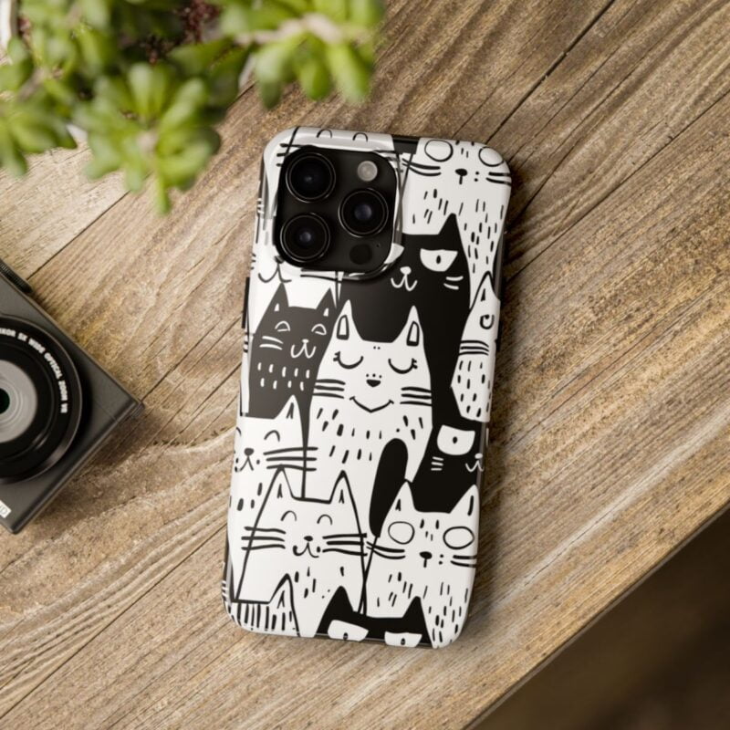 Playful Cat Doodle Pattern Phone Case 3