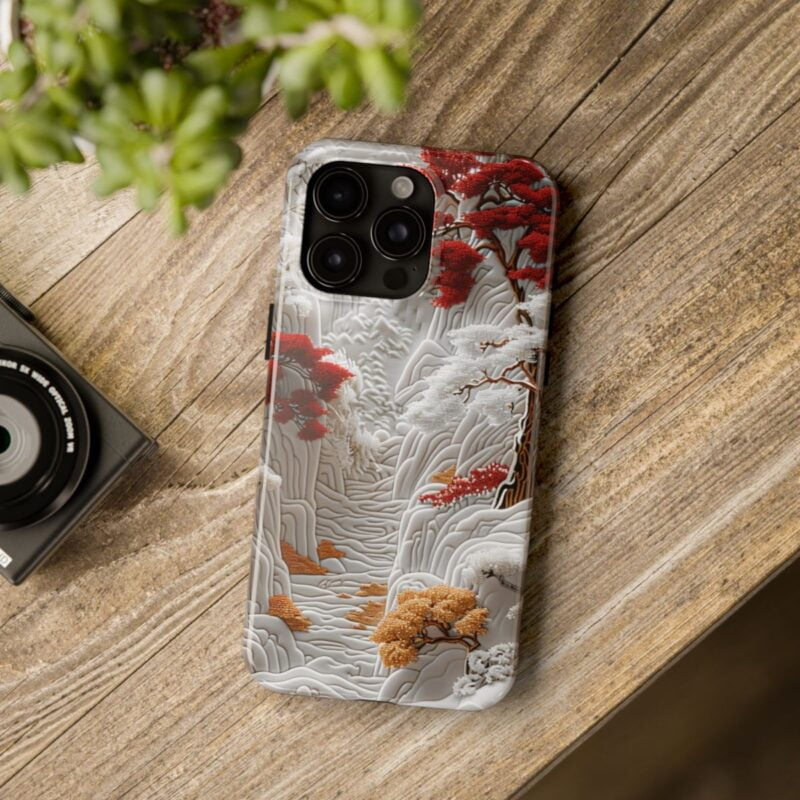 Snowy Red and Gold Forest Phone Case 3