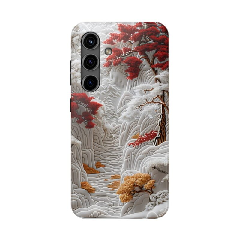 Snowy Red and Gold Forest Samsung Galaxy S24 Case