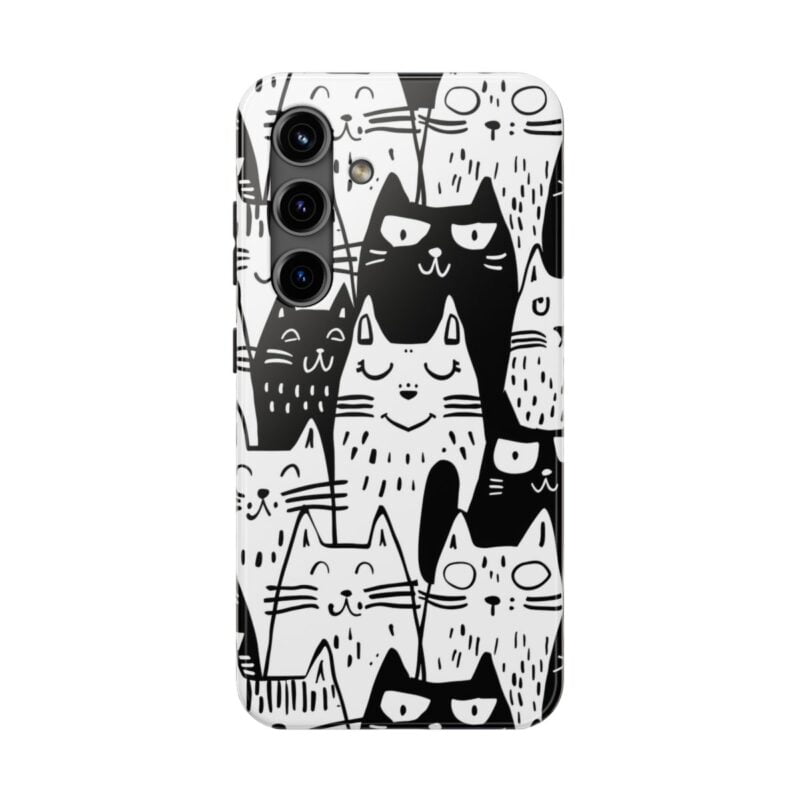 Playful Cat Doodle Pattern Phone Case 4