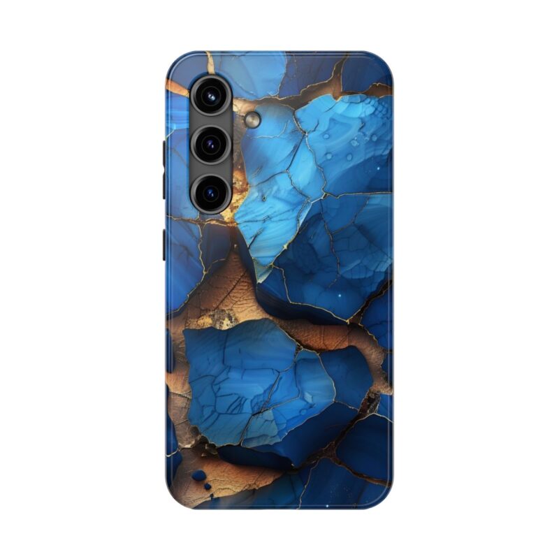 Abstract Blue and Gold Ink Painting Phone Case 4