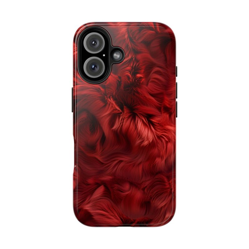 Soft Red Fur Elegance iPhone 16 Case