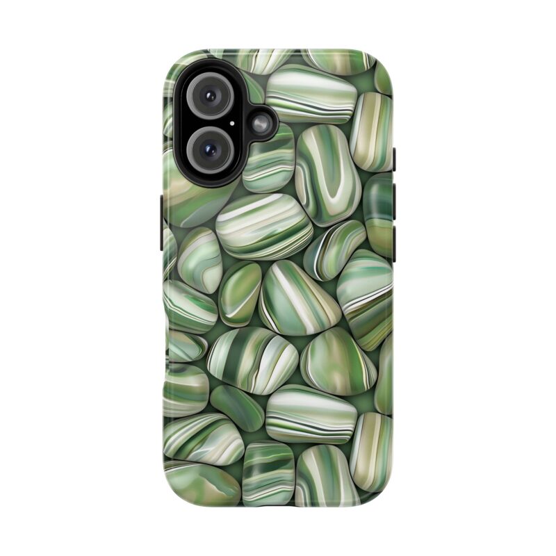 Green Striped Pebbles iPhone 16 Case