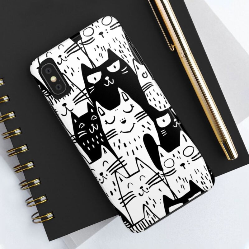 Playful Cat Doodle Pattern Phone Case 6