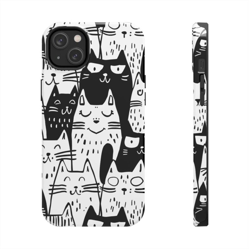Playful Cat Doodle Pattern Phone Case 2