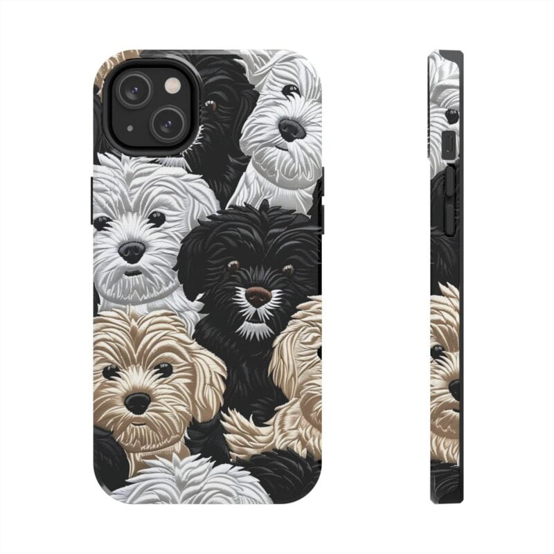 Adorable Dogs Embroidered iPhone 14 Plus Case