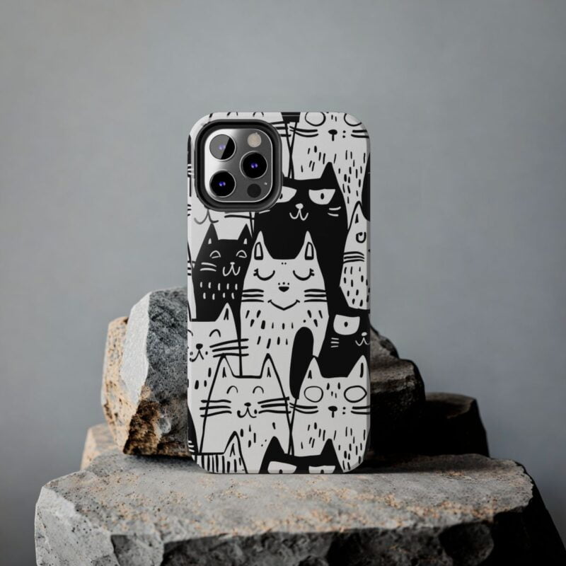 Playful Cat Doodle Pattern Phone Case 5