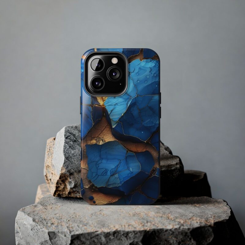 Abstract Blue and Gold Ink Painting Phone Case 5