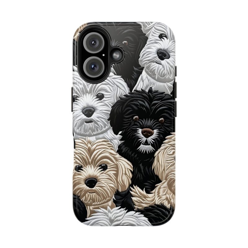 Adorable Dogs Embroidered iPhone 16 Case
