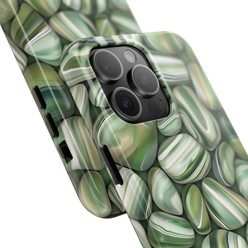 Green Striped Pebbles Phone Case 1